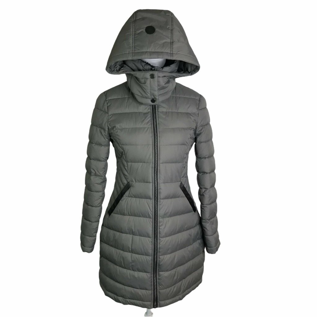 French Connection Gray Quilted Hooded Jacket